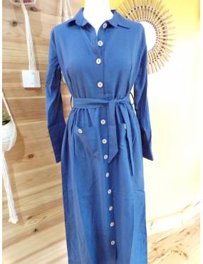 Robe bleue manches longues...